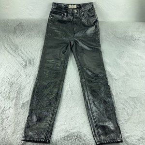 Free People Jeans Womens 27 Black Shiny Phoenix Coated Liquid Skinny Pants